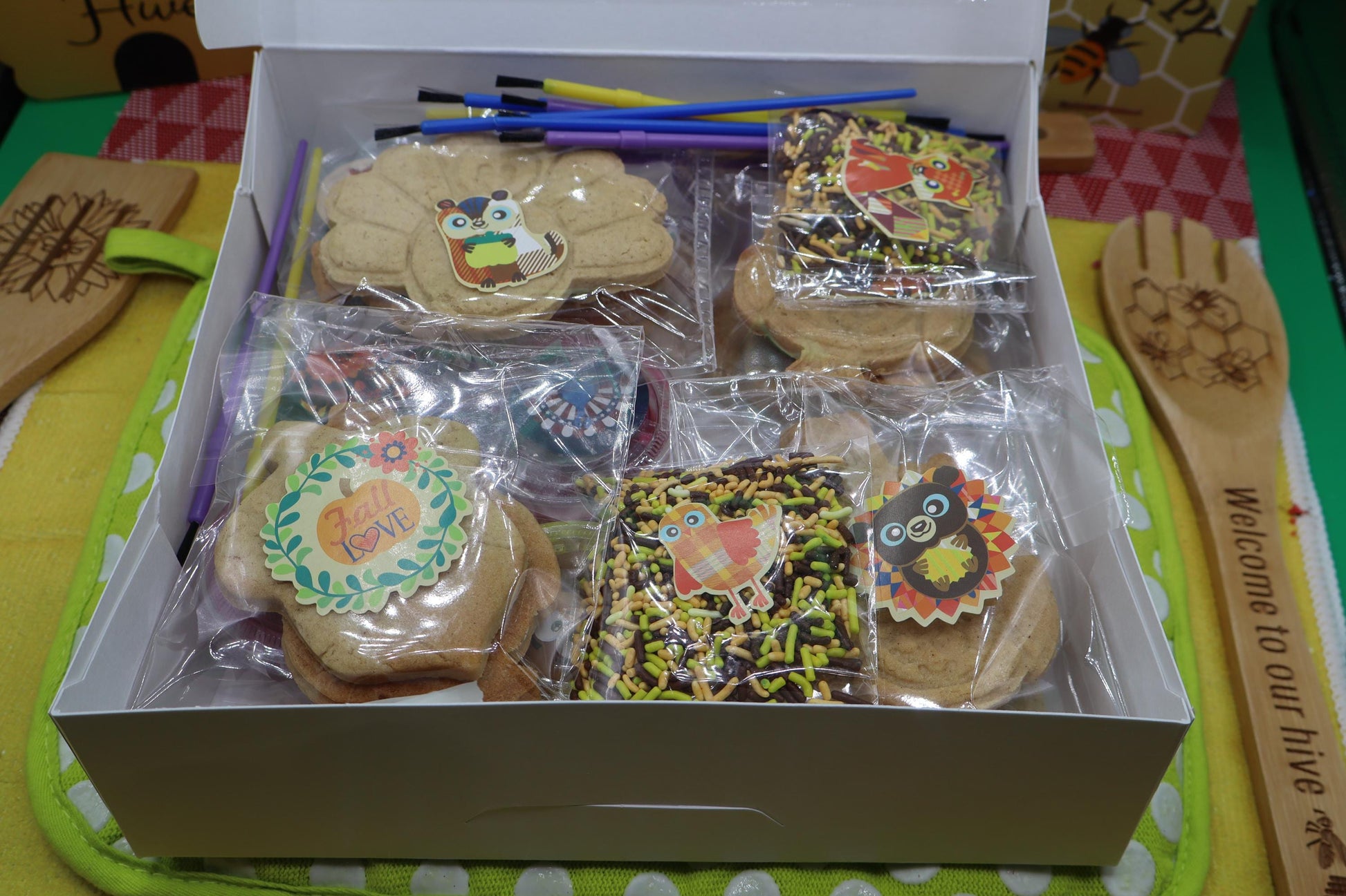 Thanksgiving Gluten-Free Cookie Decorating Kits, Allergy-Friendly, Dairy Free, Peanut Free, Natural Colors, Sugar Free, School Party Treats