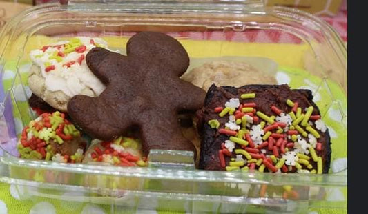Holiday Gluten Free Bakery Gift Box–Dairy Free, Christmas Cookies, Brownies, Blondies, Rainbow cookies, Munchkins, Gingerbread Festive Treat