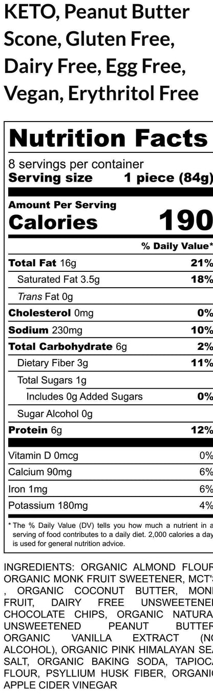 Keto Scones, Grain Free, Gluten Free, Dairy Free, Egg Free, Vegan, Sugar Free, Peanut Butter, Holiday brunch, low carb snack, Fitness Gifts
