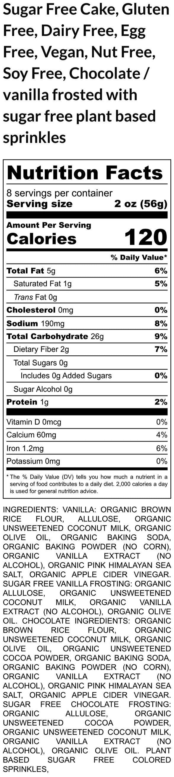 Sugar Free Cakes, Individual 7-inch, Gluten Free, Dairy Free, Vegan, Nut & Peanut Free, Vanilla, or Chocolate, Birthday, Christmas dessert