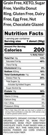 Keto Chocolate Donut, Gluten Free, Dairy Free, Egg Free, Grain Free, Vegan Collagen, Erythritol Free, Sugar Free, Low Carb, Fitness Snack