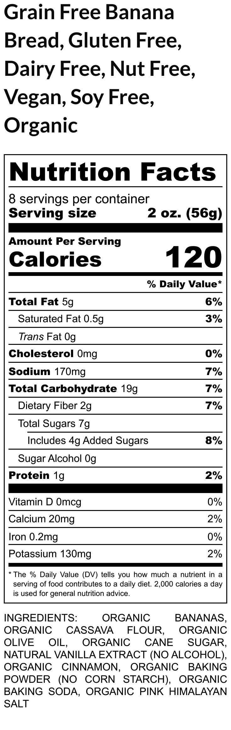 Banana Bread, Gluten Free, Vegan, Egg Free, Dairy Free, Grain Free, Nut Free, Oat Free, Brunch, Low FODMAP, Low Calorie, Father's Day Gift