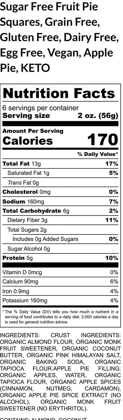 Sugar Free Apple Pie, Grain Free, Gluten Free, Dairy Free, Vegan, Egg Free, KETO, Low Carb snack, Holiday Gifts, Desserts, Easter Brunch