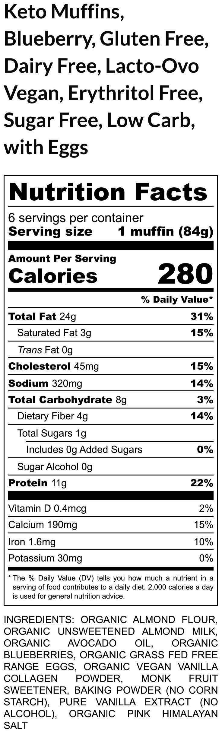 Keto Muffins, Gluten Free, Egg Free, Dairy Free, Blueberry, Chocolate Chip, Vegan, Erythritol Free, Low-Calorie Diet, Sugar Free, Low Carb