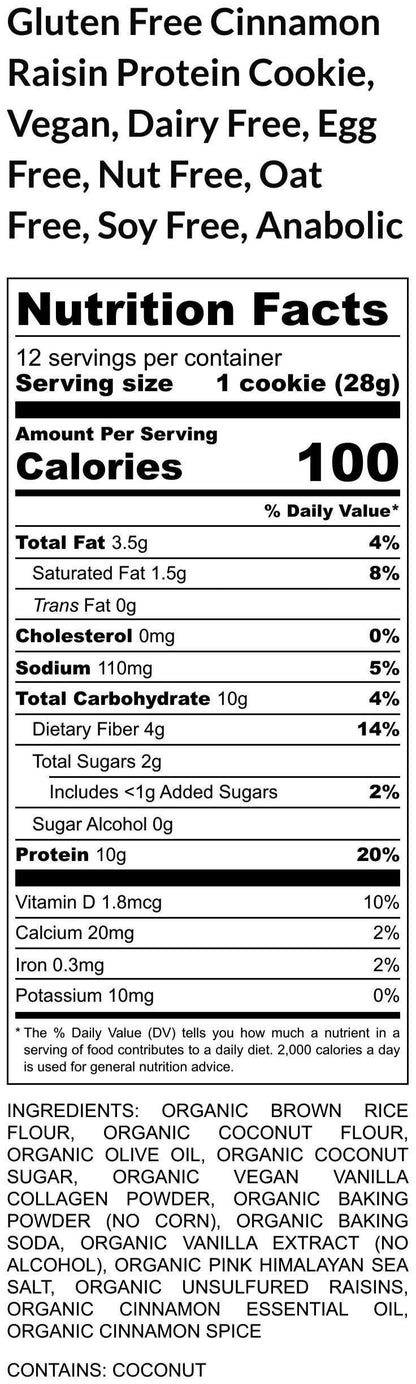 Gluten Free Cinnamon Raisin Cookies, High Protein, Dairy Free, Vegan, Healthy Snacks, Fitness Gift, Low Sugar, Sugar Free, New Year Goals