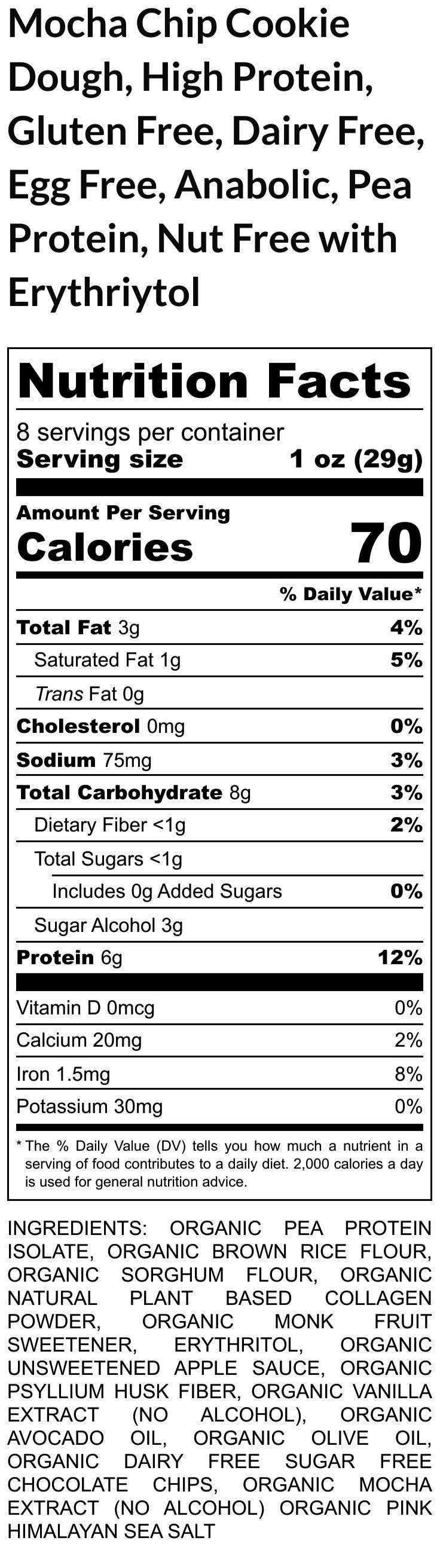 Edible Cookie Dough, High Protein, Gluten Free, Dairy Free, Egg Free, Sugar free, Low Carb Snacks, Vegan, Fitness Gifts, Low Calorie dessert