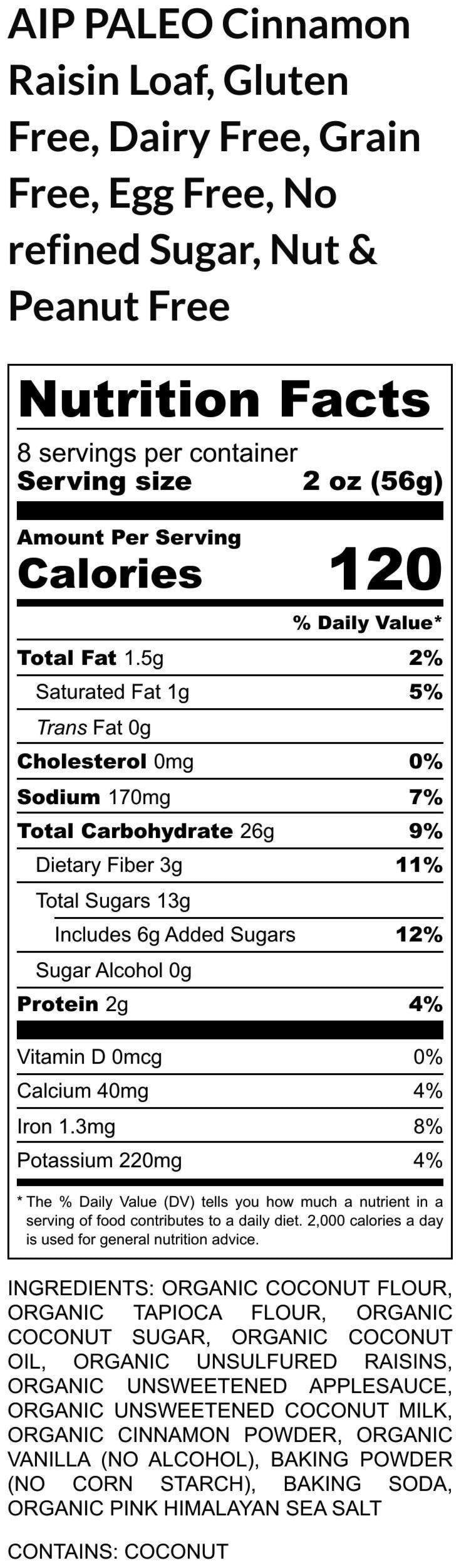 AIP Paleo Cinnamon Raisin Bread, Grain Free, Gluten Free, Dairy Free, Egg Free, Nut Free, Vegan, Autoimmune Protocol, Cassava Free snacks