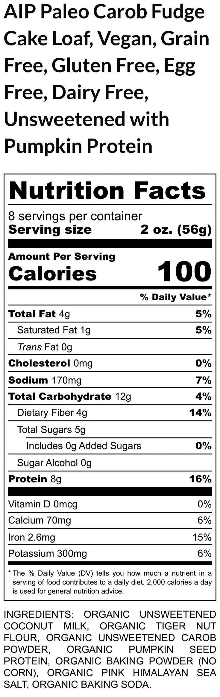 AIP Paleo Carob Cake, Grain Free, Gluten Free, Tiger Nut, Dairy Free, Egg Free, High Protein, Autoimmune Protocol, Cassava Free, Hashimoto