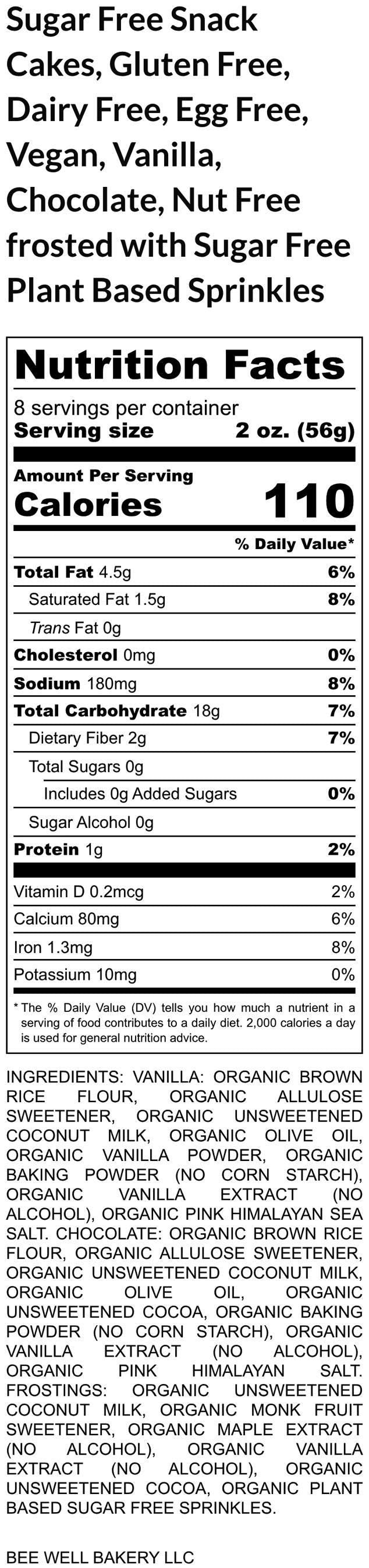 Sugar Free Snack Cakes, Gluten Free, Dairy Free, Egg Free, Vegan, Nut Free, Birthday Dessert, Anniversary Gift, Low Calorie, Holiday Parties