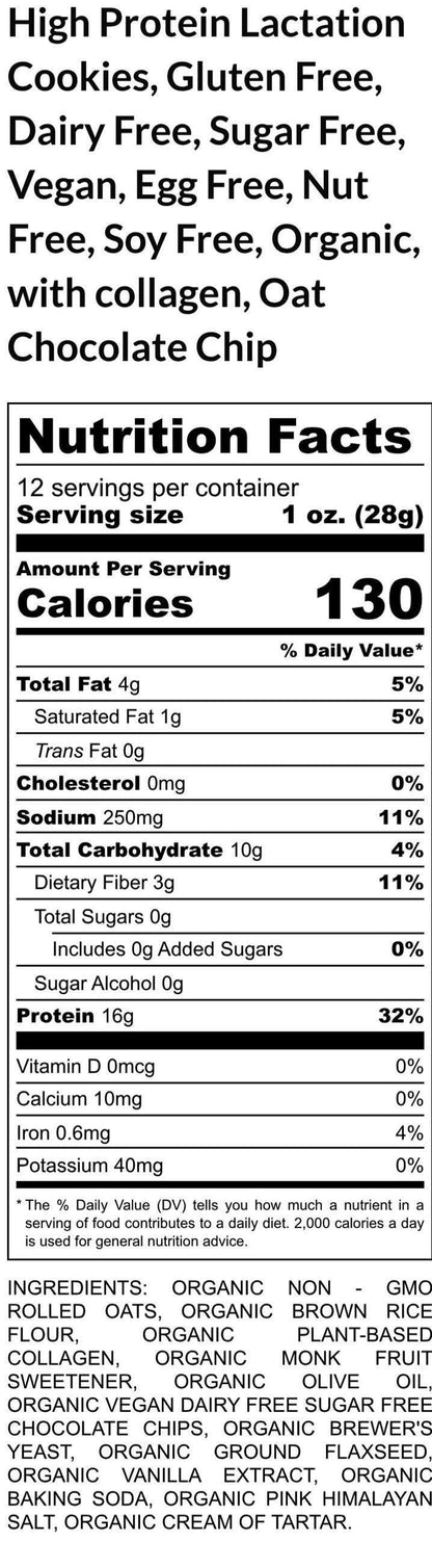 Gluten Free Lactation Cookies with Flax Brewer's Yeast, Dairy Free, Vegan, Breastfeeding, Valentine's Day Gift, High Protein, Sugar Free