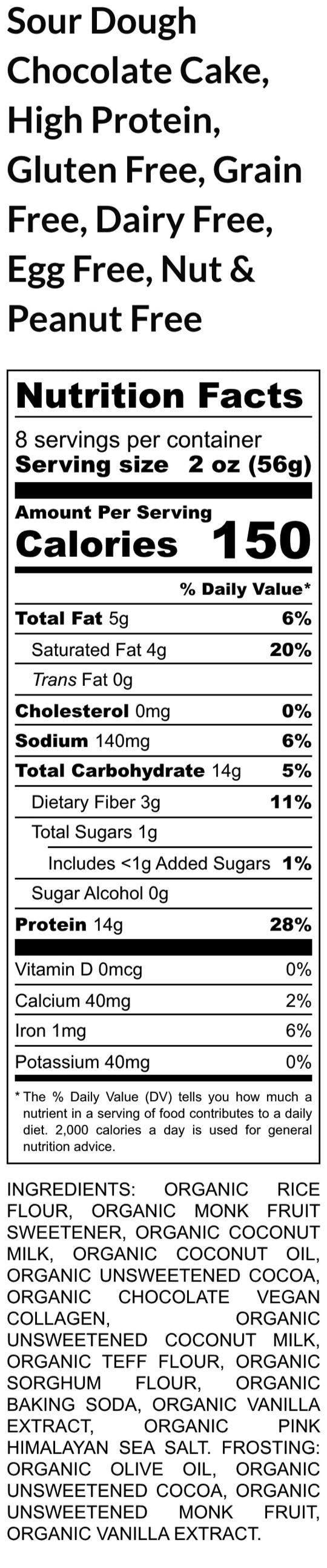 High Protein Chocolate Sourdough Cake, Sugar Free, Gluten Free, Dairy Free, Vegan, Nut Free, Birthday Gift, Valentine's Day Dessert, Fitness