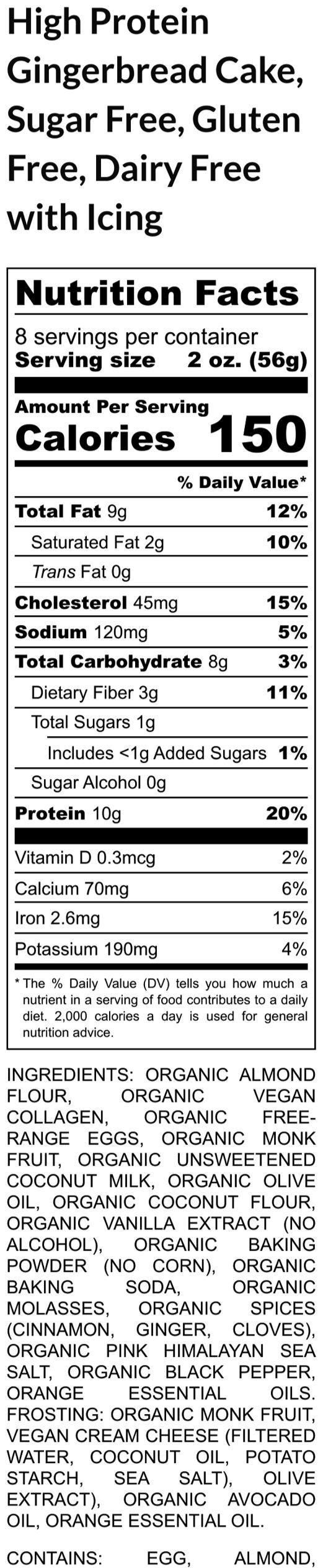 High Protein Gingerbread Cake, Sugar Free, Gluten Free, Dairy Free, Grain Free, Erythritol Free, Christmas Dessert, Fitness Gifts, Collagen