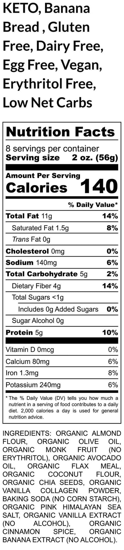 Keto Banana Bread, Grain Free, Gluten Free, Sugar Free, Dairy Free, Low Carb, Vegan Breakfast, Valentine's Day Brunch, Football Snack, Gifts