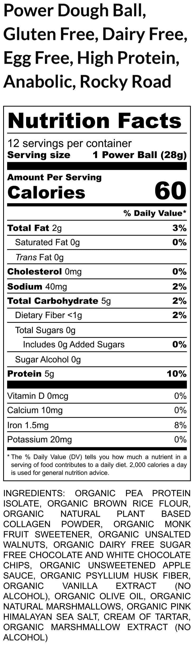 Gluten Free Protein Power Dough Balls, Rocky Road, Dairy Free, Vegan Pea Protein, Low Carb, Fitness snacks, Birthday Gifts, Clean Eating