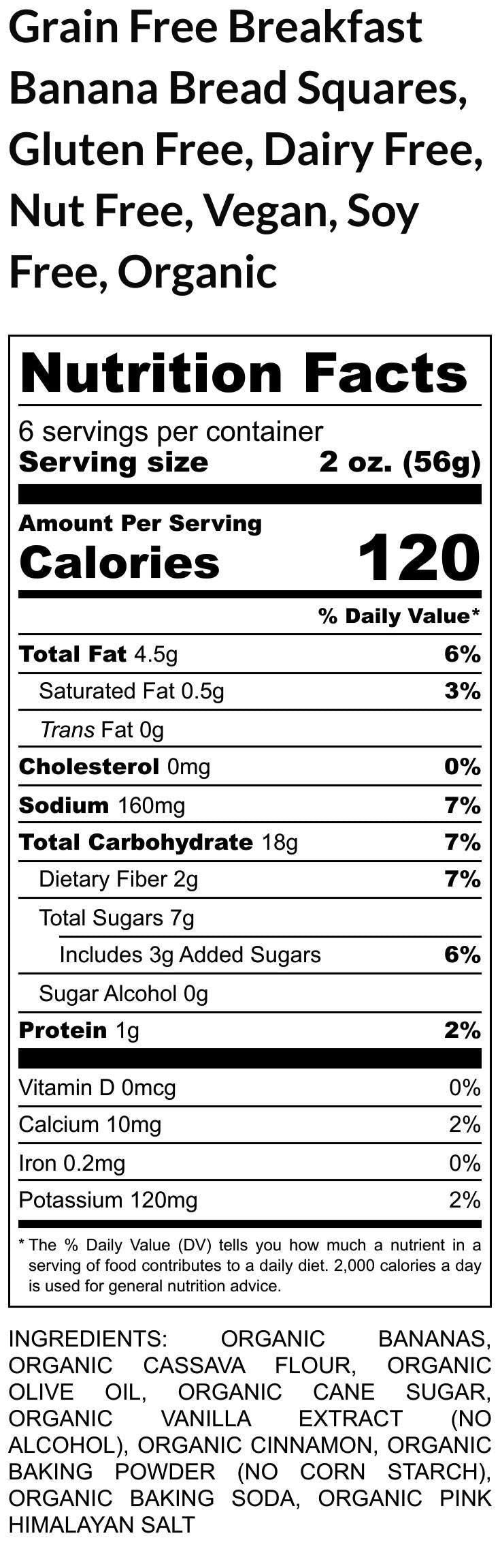 Gluten Free Banana Breakfast Squares, Grain Free, Dairy Free, Allergy Friendly Healthy Snack Bar, Vegan, Low Sugar, Peanut Free, AIP Paleo