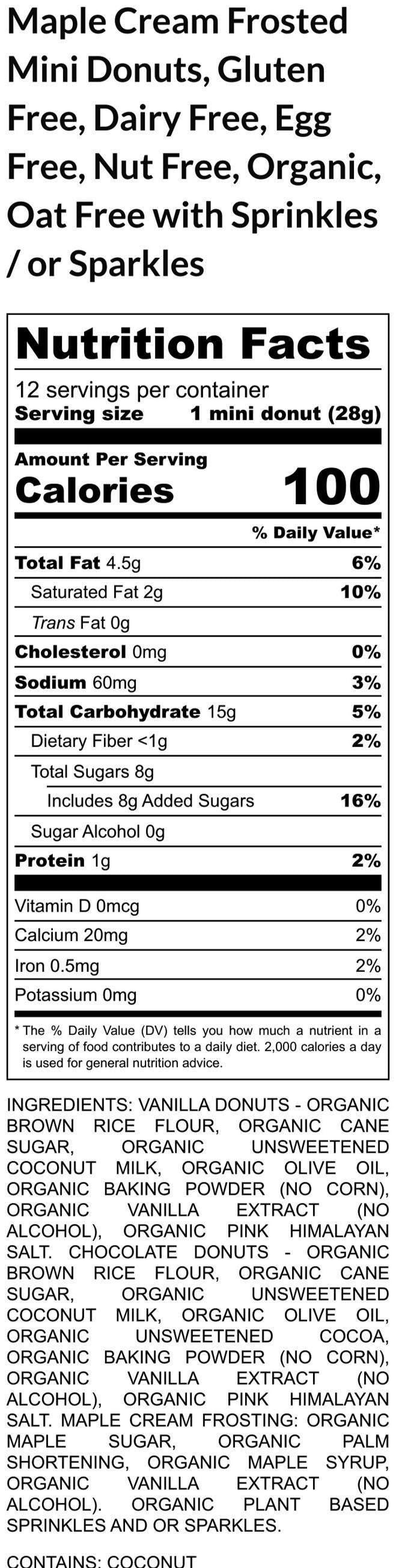 Mini Donuts, Gluten Free, Dairy Free, Egg Free, Vegan, School Safe, Nut Free, Maple Cream, Oat Free, Hostess Gift, Birthday, Mother's Day