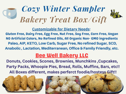 Bakery Box Sampler, Winter Wellness Gift, Customizable: Gluten Free, Dairy Free, Sugar Free, Vegan, Nut Free, Keto, AIP Paleo, High Protein