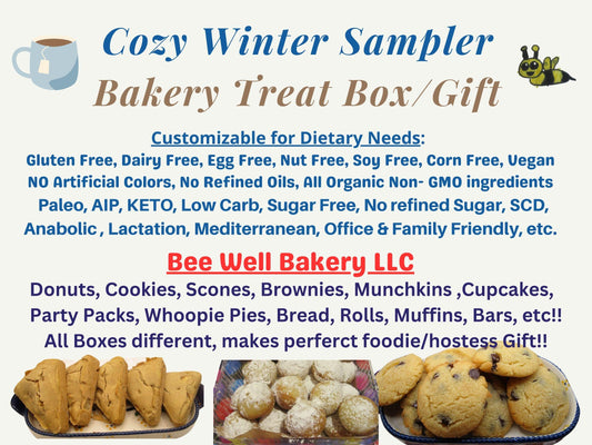 Bakery Box Sampler, Winter Wellness Gift, Customizable: Gluten Free, Dairy Free, Sugar Free, Vegan, Nut Free, Keto, AIP Paleo, High Protein