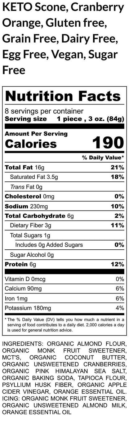 KETO, Scone, Cranberry Orange, Gluten Free, Dairy Free, Egg Free, Vegan, Sugar Free, Easter, No Erythritol, Low Net carb, Spring, Brunch