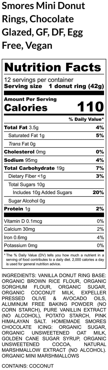 Smores Mini Donut Rings, Gluten Free, Chocolate Glazed, Marshmallow, Egg Free, Vegan, Dairy Free, School Safe, Nut Free, Dessert, Birthday