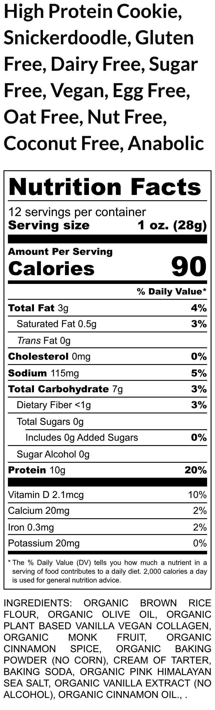 High Protein Cookies, Snickerdoodle, Gluten Free, Sugar Free, Dairy Free, Egg Free, Coconut Free, Vegan Collagen, Fitness Gift, Father's Day