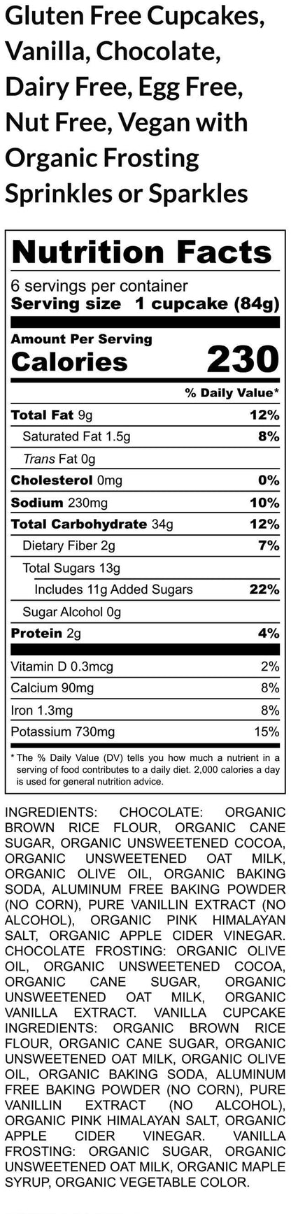 Gluten Free Cupcakes, Dairy Free, Vegan, Peanut Free, School Safe Birthday Party snacks, Easter Dessert, Organic, Natural Sprinkles, Gifts