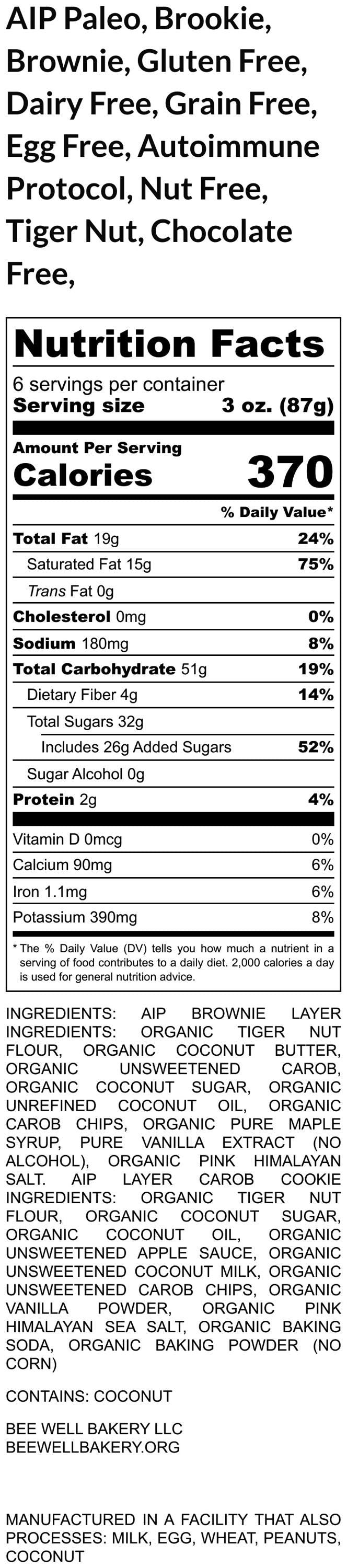 AIP Paleo, Brookie, Brownie, Gluten Free, Dairy Free, Grain Free, Egg Free, Autoimmune Protocol, Nut Free, Tiger Nut, Chocolate Free, Easter