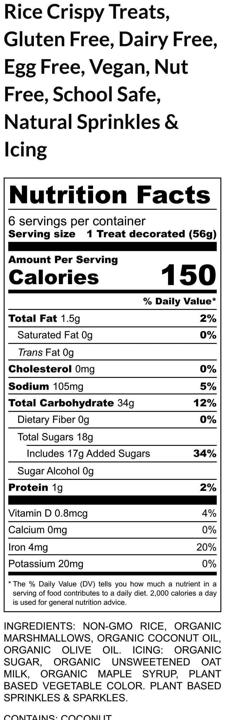 Gluten Free Rice Crispy Treats, Dairy Free, Vegan, Natural Sprinkles, Peanut Free, School Safe snacks, Valentine Exchanges, Easter Basket