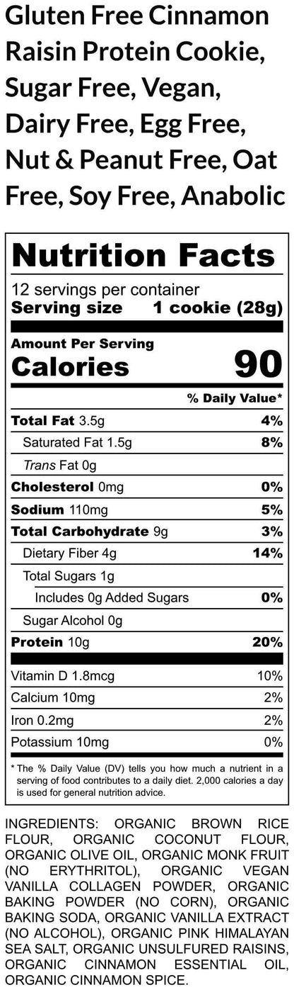 Gluten Free Cinnamon Raisin Cookies, High Protein, Dairy Free, Vegan, Healthy Snacks, Fitness Gift, Low Sugar, Sugar Free, New Year Goals