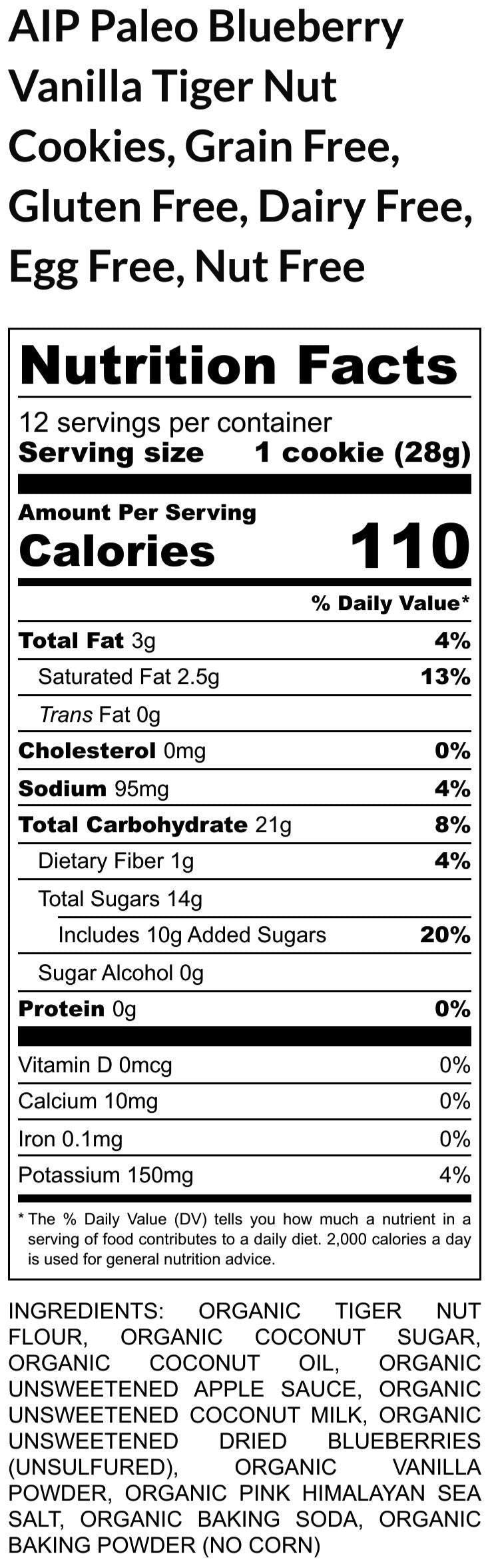 Grain Free Blueberry Vanilla Cookies, Gluten Free, Dairy Free, Egg Free, Tiger Nut, Autoimmune Protocol, Soft Baked, Mother's Day, AIP Paleo