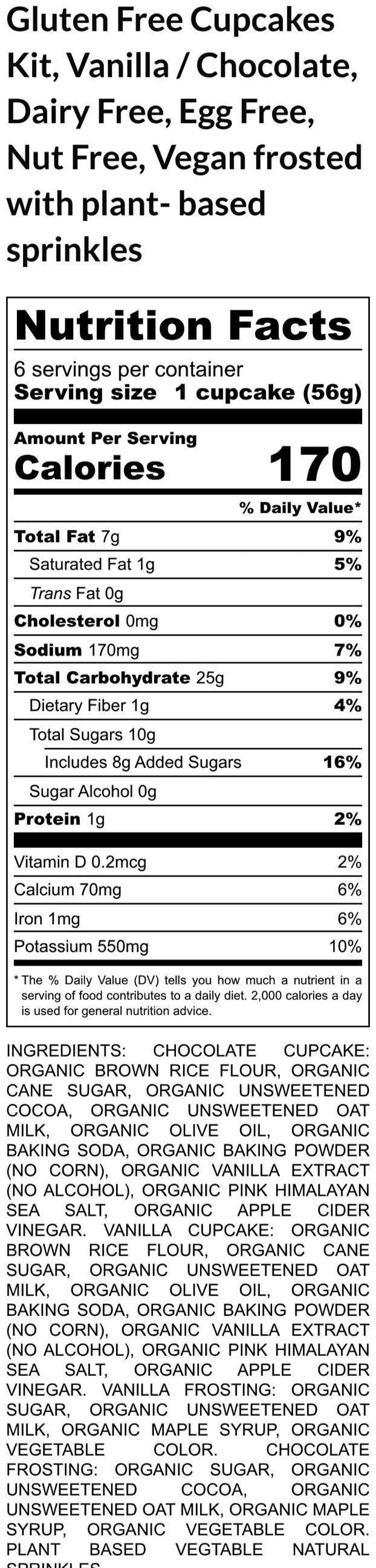 Gluten Free Cupcake Kits, Dairy Free, Vegan, Egg Free, Nut Free, Chocolate Vanilla, Birthday Party, Holiday Family Baking, Sugar free option