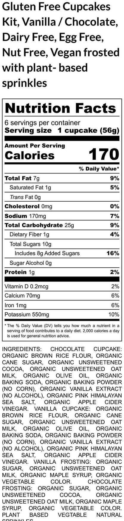 Gluten Free Cupcake Kits, Dairy Free, Vegan, Egg Free, Nut Free, Chocolate Vanilla, Birthday Party, Holiday Family Baking, Sugar free option