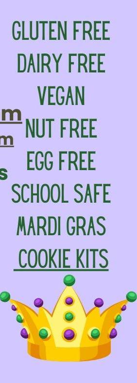 Gluten Free Cookie Kit, Mardi Gras, Dairy Free, Egg Free, Peanut Free, Cookie Decorating, Sugar Free, Carnival, Louisiana, Fat Tuesday Craft