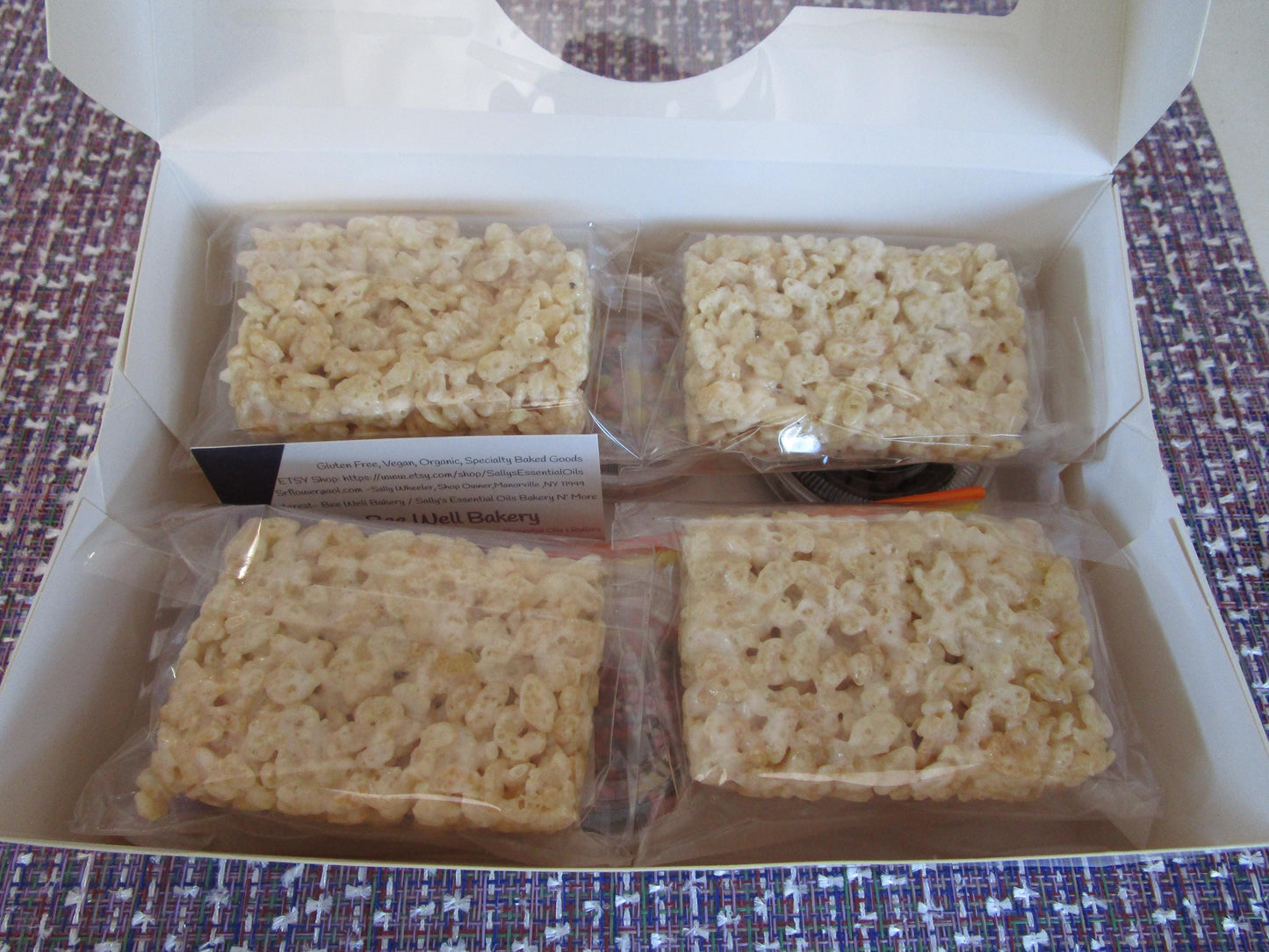 Gluten Free Rice Crispy Treats, Dairy Free, Vegan, Natural Sprinkles, Peanut Free, School Safe snacks, Valentine Exchanges, Easter Basket