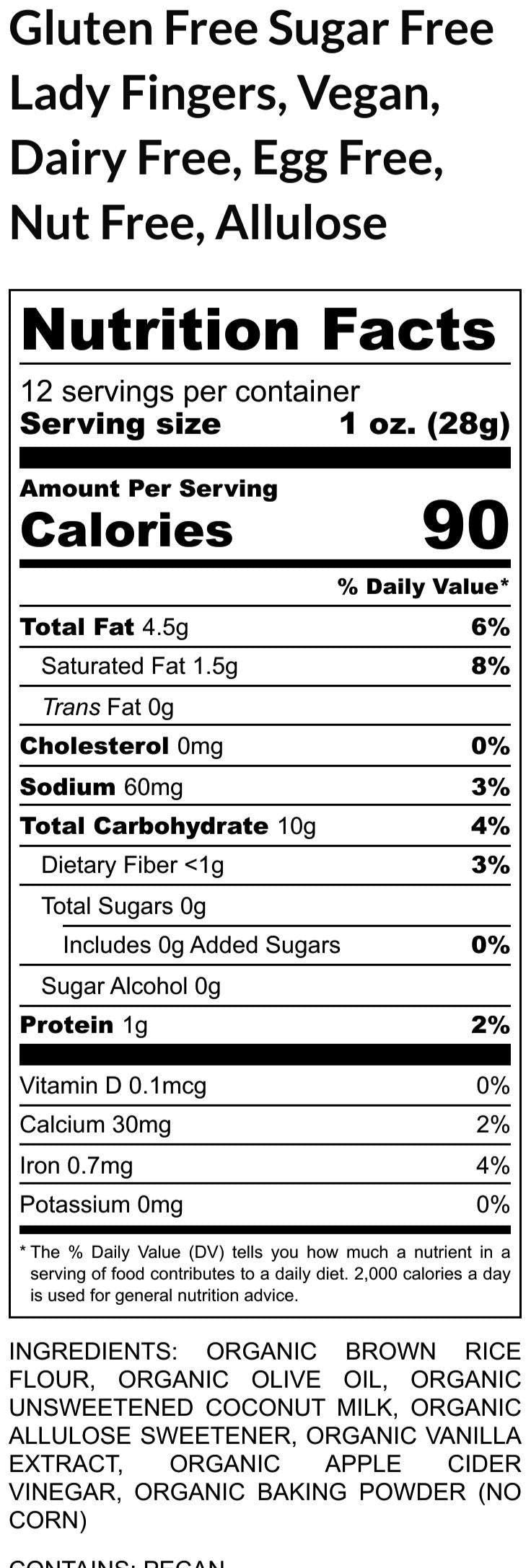 Gluten Free Lady Finger, Dairy Free, Egg Free, Vegan, Biscuit, Savoiardi, Tiramisu Cookie, Italian Dessert, Sugar Free Brunch, Birthday Gift