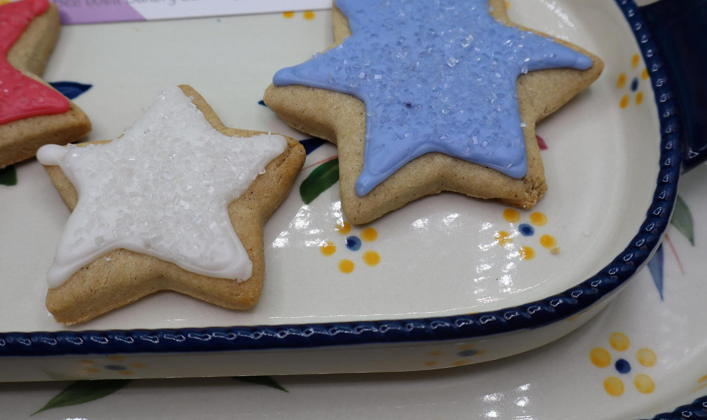 Star Sugar Cookies, Gluten Free & Dairy Free, Egg Free, Nut Free, Vegan, Natural Colors, 4th of July allergy friendly patriotic desserts