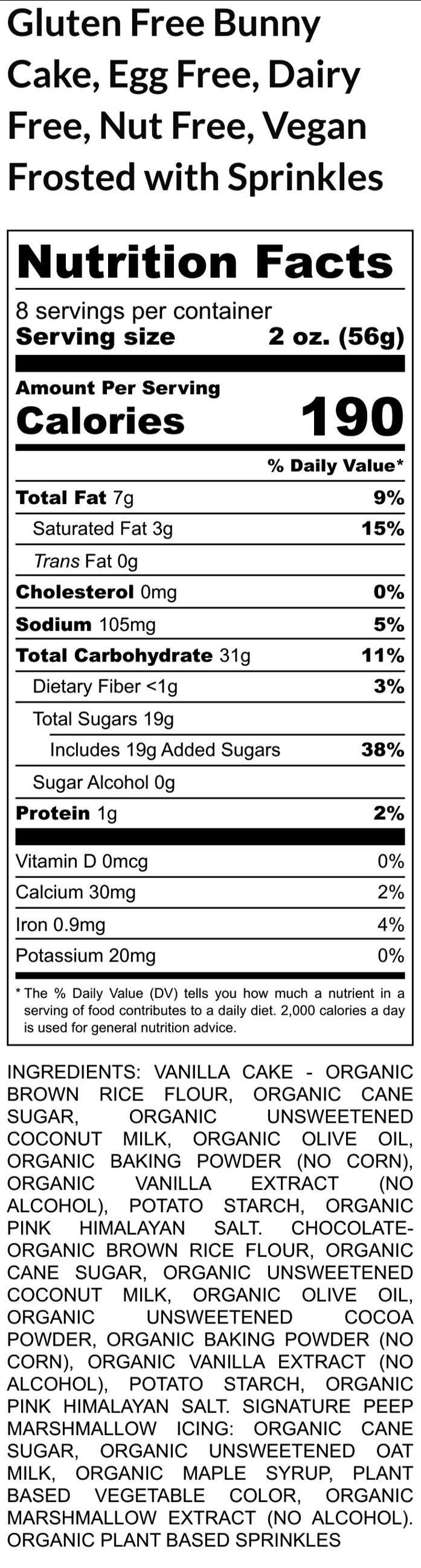 Gluten Free Cakes, Bunny, Dairy Free, Egg Free, Nut Free, Vegan, Soy Free, Plant based Colors, Easter Dessert, Peep Marshmallow, Sugar Free