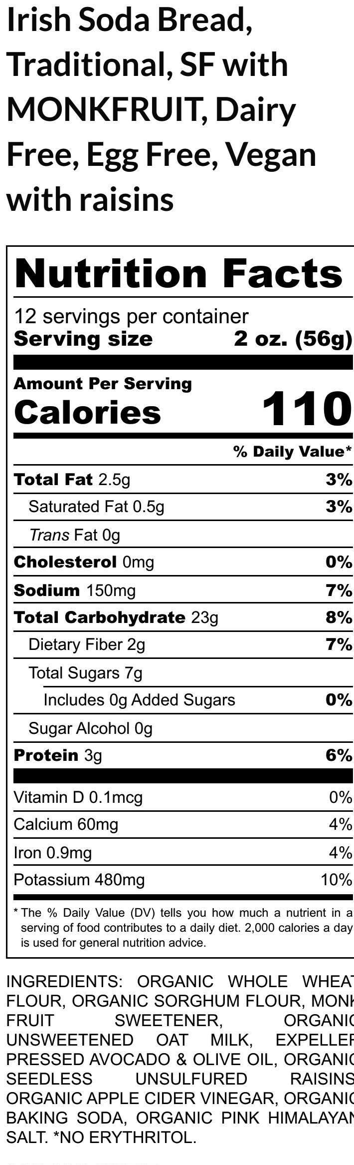 Irish Soda Bread, Gluten Free, Dairy Free, Vegan, Egg Free, Nut Free, Saint Patrick's Day, No Refined Sugar, Sugar Free, Irish Gifts, Clover