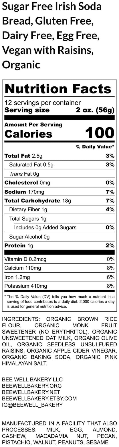 Sugar Free Irish Soda Bread, Gluten Free, Vegan, Dairy Free, Egg Free, Saint Patrick Day, No Refined Sugar, No Erythritol, Allulose, Clover