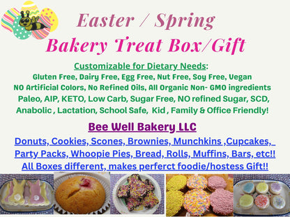 Bakery Box, Easter Gift, Gluten Free, Dairy Free, Egg Free, Nut Free, Vegan, KETO, AIP, Paleo, Low Fat, Sugar Free, Spring, Muffins, Cookies