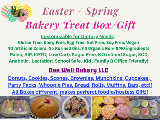Bakery Box, Easter Gift, Gluten Free, Dairy Free, Egg Free, Nut Free, Vegan, KETO, AIP, Paleo, Low Fat, Sugar Free, Spring, Muffins, Cookies