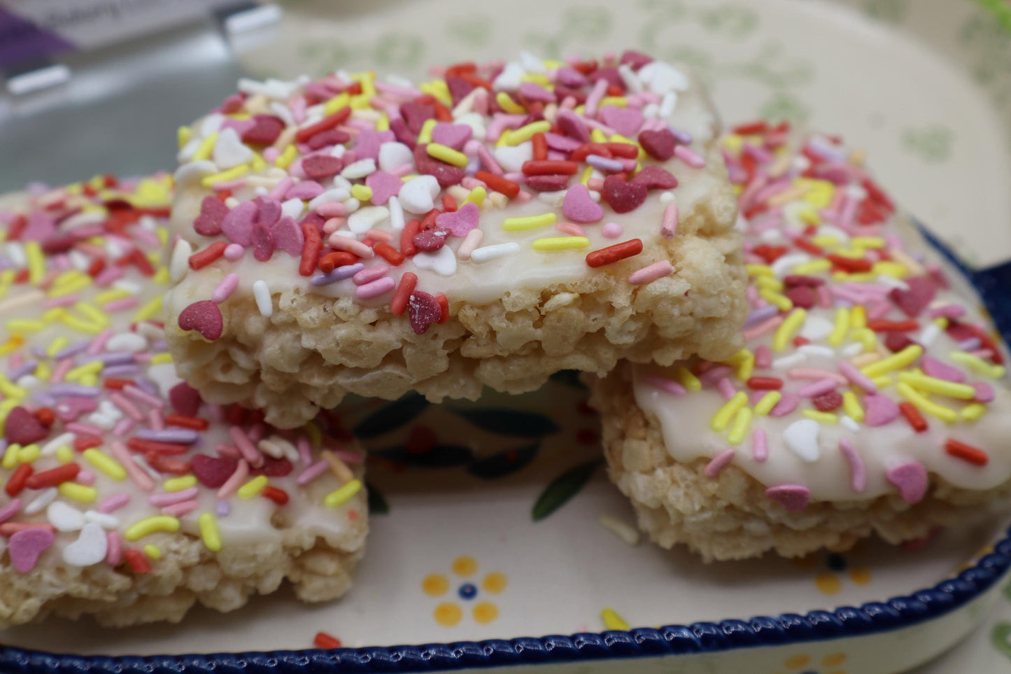Gluten Free Rice Crispy Treats, Dairy Free, Vegan, Natural Sprinkles, Peanut Free, School Safe snacks, Valentine Exchanges, Easter Basket