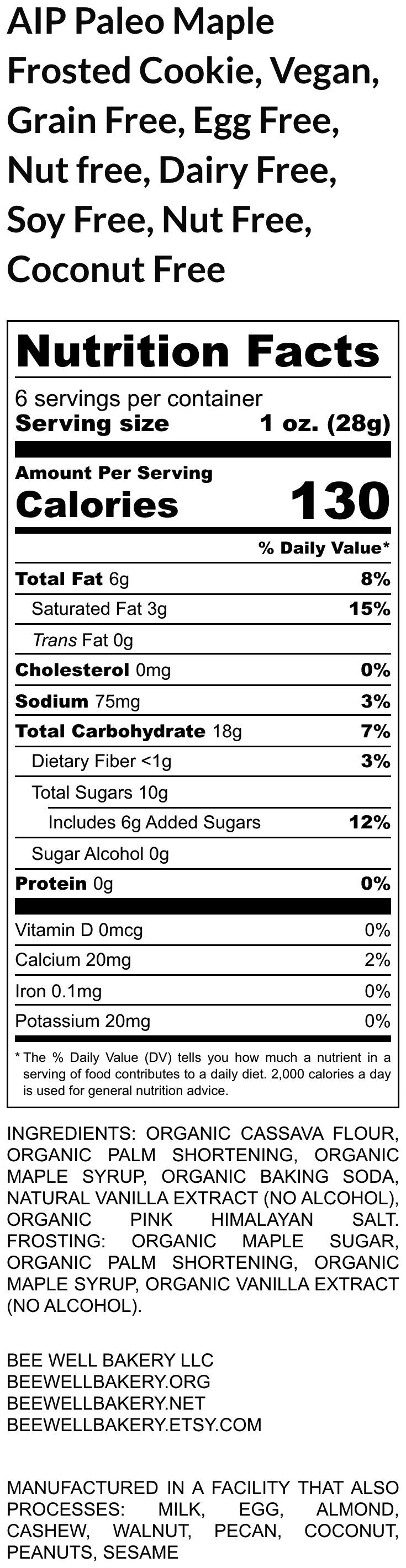 AIP Paleo Maple Frosted Cookie, Gluten free, Grain Free, Vegan, Nut Free, Autoimmune Protocol, Low FODMAP, Clover, Saint Patick's Day Gift