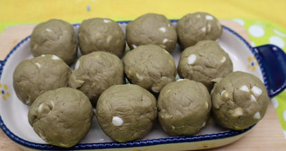 Protein Power Dough Balls, Matcha White Chocolate Chip, Gluten Free, Dairy Free, Vegan, Nut Free, Low Carb, Low Calorie, Sugar Free, Fitness