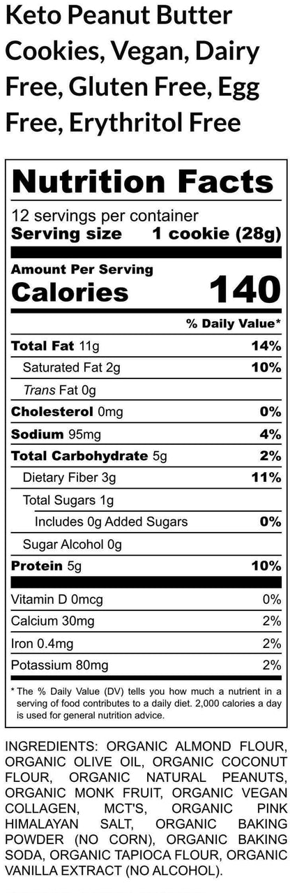 Keto Peanut Butter Cookie: Low Carb, Gluten Free, Sugar Free Dessert, Egg Free, Dairy Free, Vegan, Grain Free, Low Net Carbs, Fitness gifts