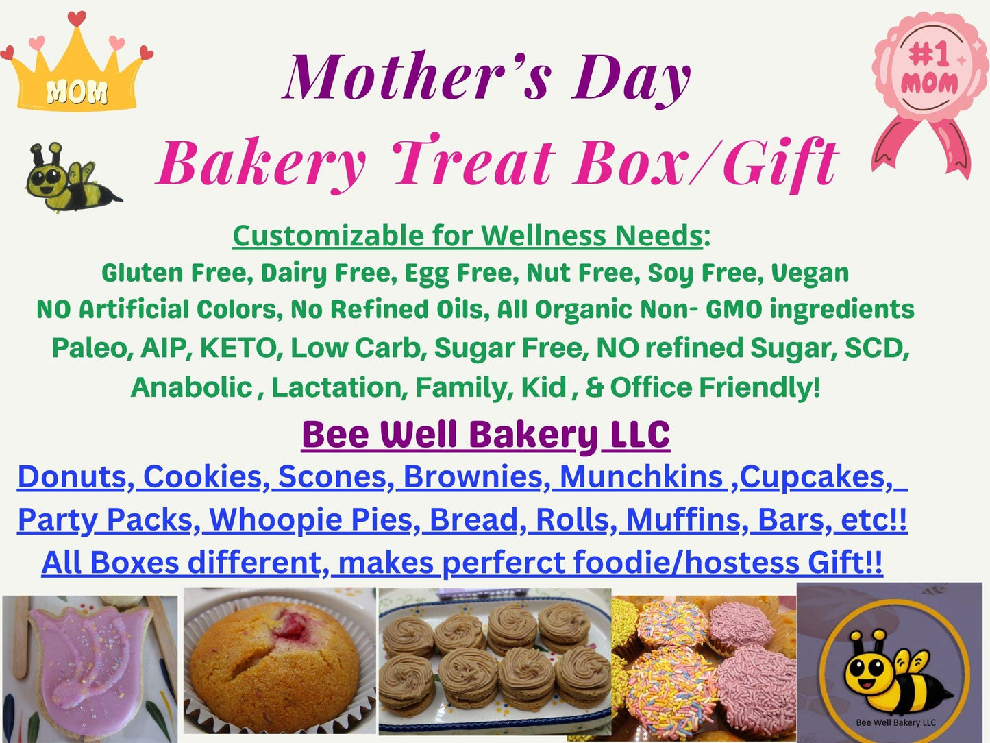 Bakery Box, Mother's Day, Gluten Free, Egg Free, Dairy Free, Vegan, Nut Free, New Mom, Keto, AIP Paleo, Sampler, Gift, Brownie, Scone, Treat