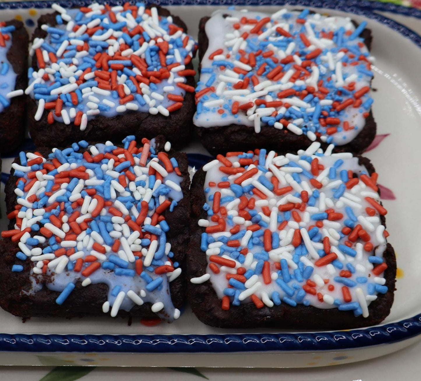 Gluten Free Brownies, Americana, Dairy Free, Vegan, Nut Free, Natural Sprinkles, Patriotic, Red White & Blue July 4th Desserts, School Safe