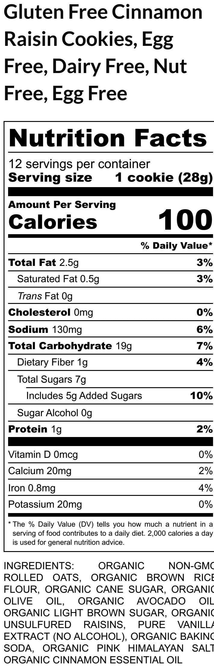 Gluten Free Cinnamon Raisin Cookie – Dairy Free, Vegan, Nut Free, Allergy Friendly, School Safe Snack, Easter Gifts, Lunchbox treat