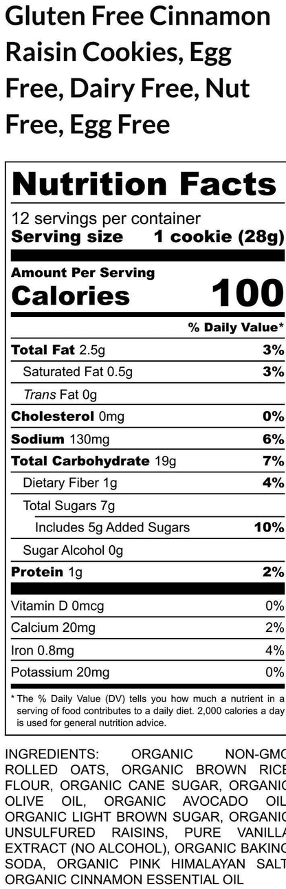 Gluten Free Cinnamon Raisin Cookie – Dairy Free, Vegan, Nut Free, Allergy Friendly, School Safe Snack, Easter Gifts, Lunchbox treat
