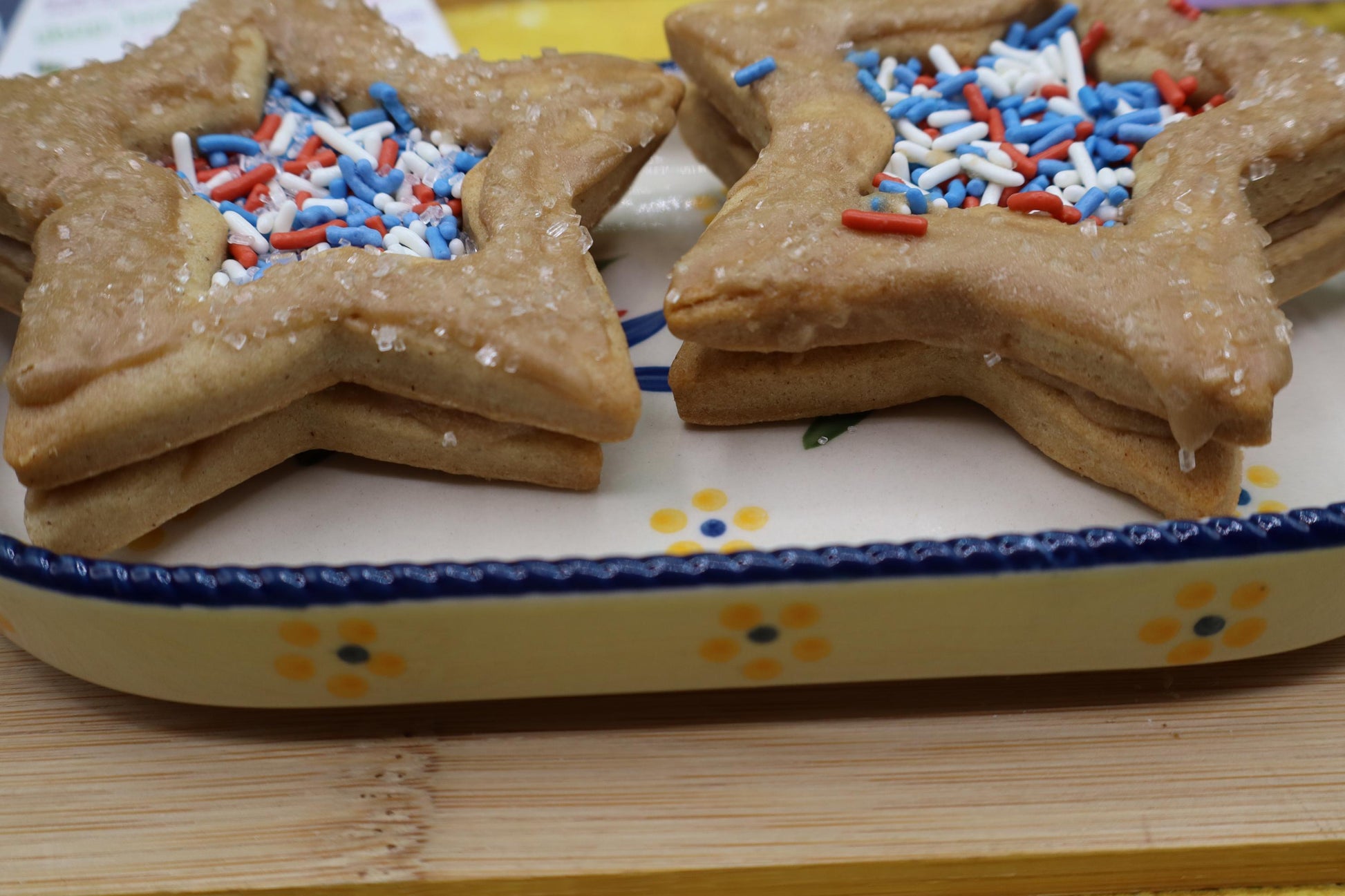 Gluten Free Patriotic Star 2-layer Sugar Cookies, Maple Iced, Dairy Free, Egg Free, Nut Free, Vegan, Natural Sprinkles, July 4th Part Treat